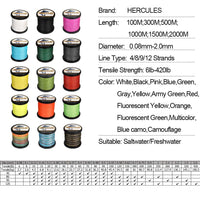 Hercules 12 Strands Braided Fishing Line – 300M-1000M, 10-200LB | Field to Peak.