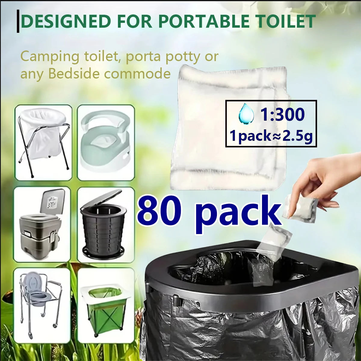 Camping Toilet Waste Gel Powder for Easy Disposal