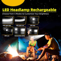 USB Rechargeable COB LED Headlamp – Waterproof Sensor Headlight for Camping & Fishing