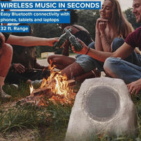 Portable Solar-Powered Bluetooth Rock Speakers Pair with Multi-Link, Weather-Resistant Design for Outdoor Entertainment,