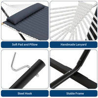 Double Hammock with Steel Stand & Quilted Pad