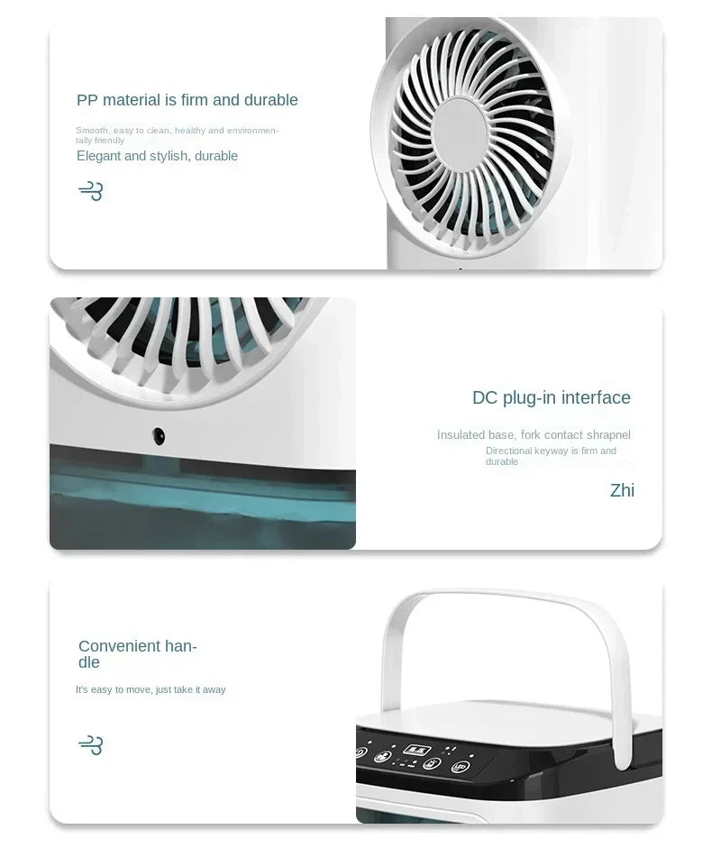 HOMEFISH Portable Air Cooler Fan – Dual Spray Ultrasonic Desktop Fan with Night Light
