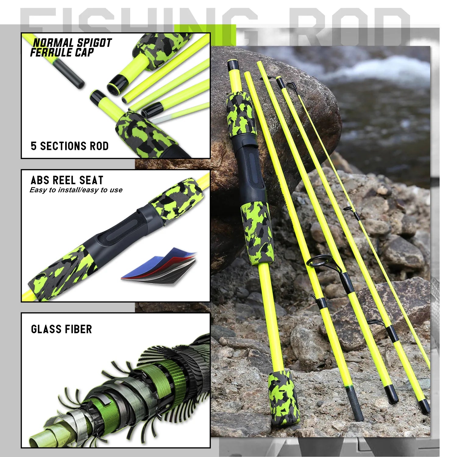 Heavy Duty Carbon Fiber Fishing Rod Combo – Portable Spinning Rod & Reel Set with Accessories