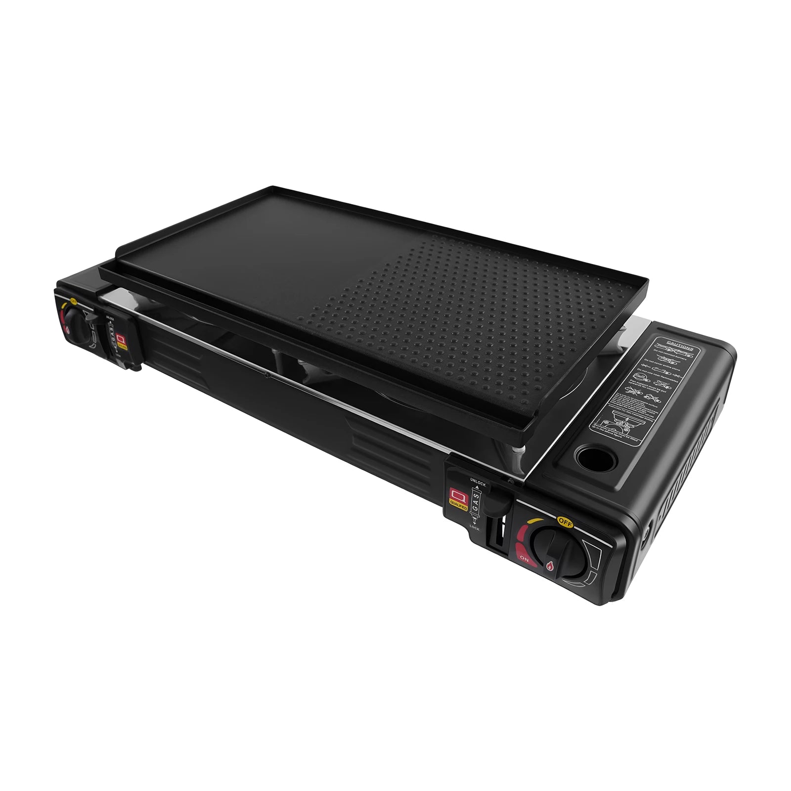 Portable Dual Burner Propane Camping Stove with Griddle