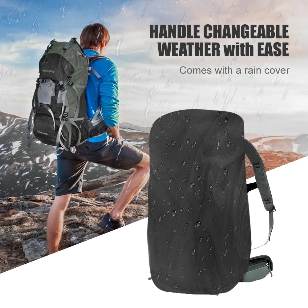 WESTTUNE 60L Explorer Internal Frame Backpack with Rain Cover