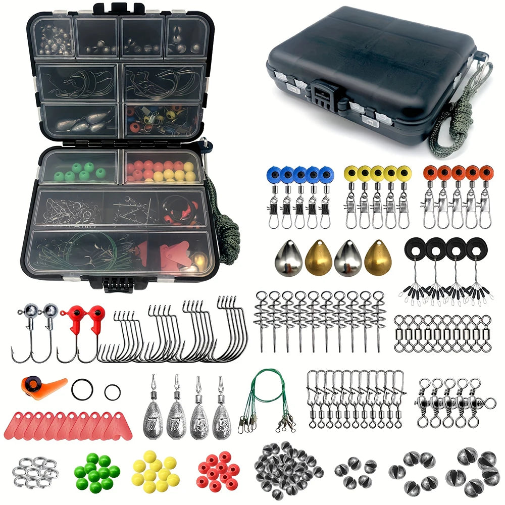 187pcs Fishing Kit – Premium Tackle Box Hooks & More | Field to Peak.