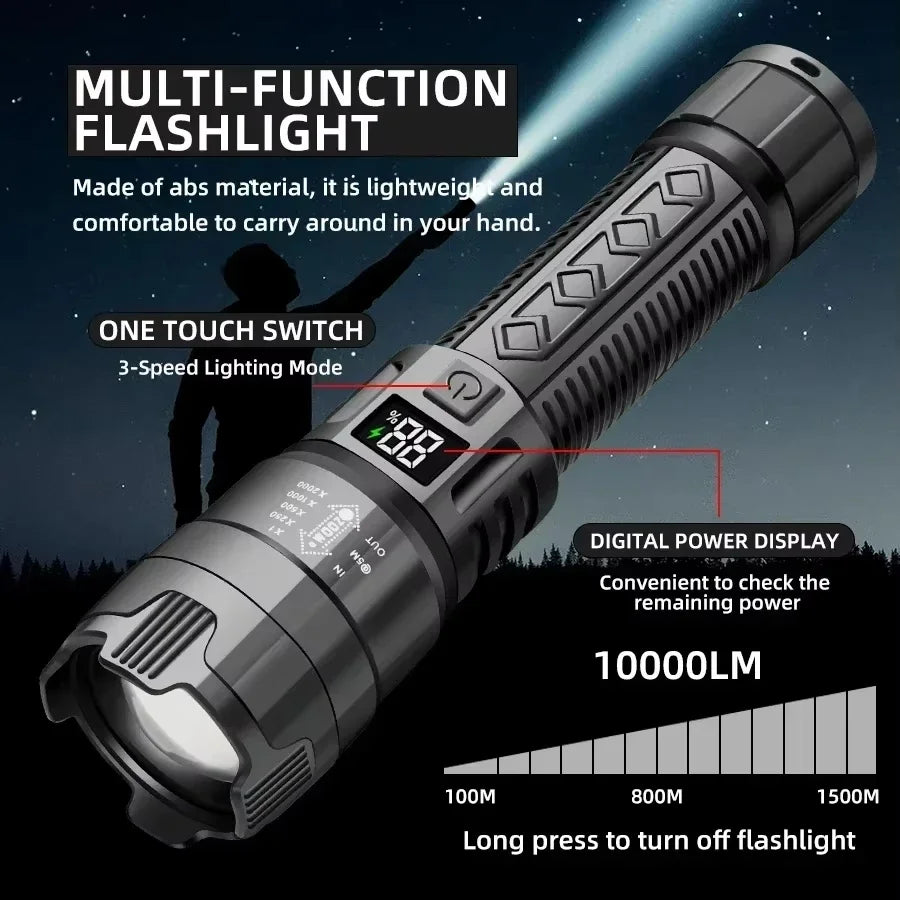 2PCs High Power LED Flashlight USB Rechargeable Tactical Torch