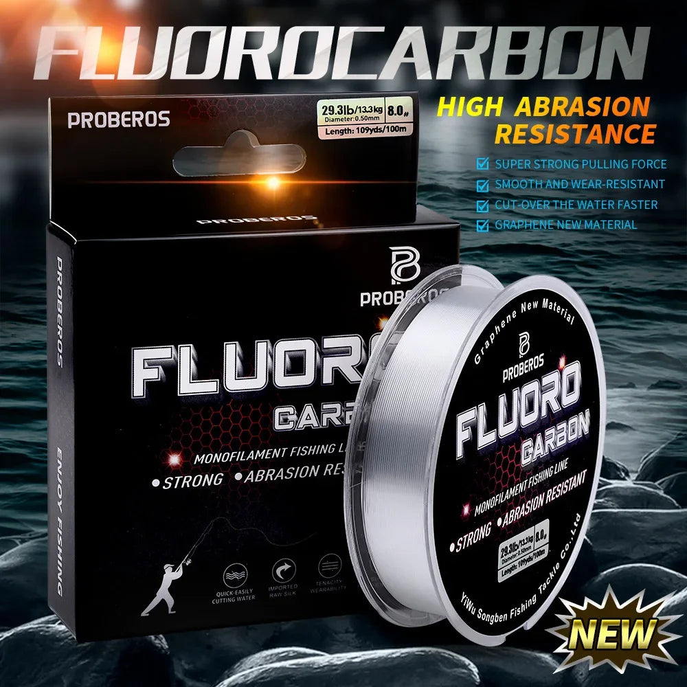 Fluorocarbon Fishing Line – High Abrasion Resistant Monofilament Fishing Wire (100M-500M)