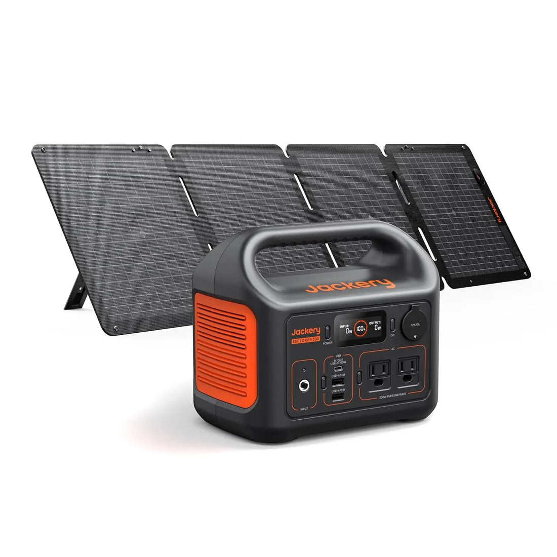 Jackery Solar Generator 300 with SolarSaga 100W Panel – 292Wh LiFePO4 Portable Power Station, 300W Pure Sine Wave AC Outlet for Camping & Backup Power