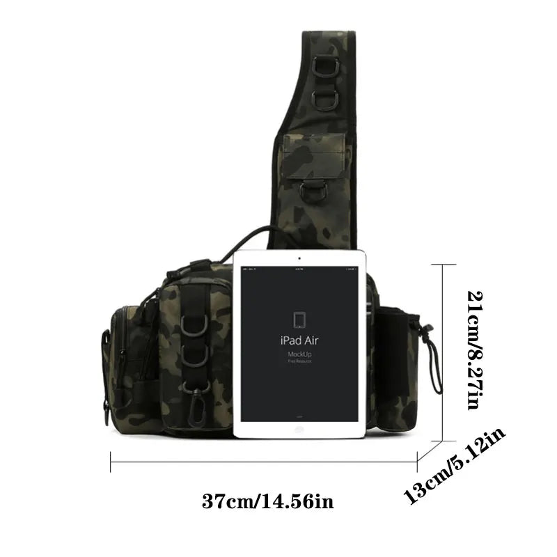 Heavy Duty Fishing Gear Shoulder Bag – Multi-Compartment Outdoor Tackle Storage Bag