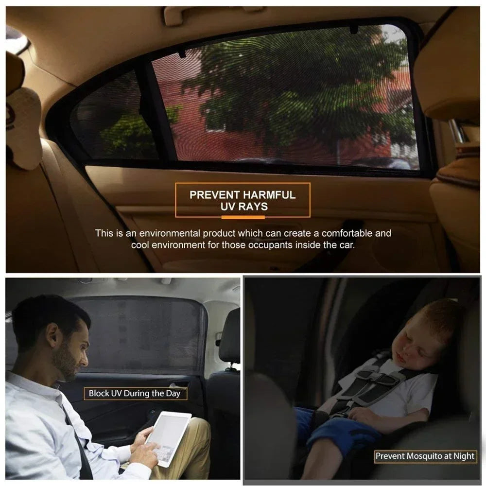 Car Window Sunshade Mosquito Net Set – Breathable UV Protection Screens for Front & Rear Windows (2PCS/4PCS)