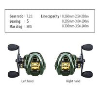 Ultra Smooth Baitcasting Fishing Reel – High Speed 7.2:1 Gear Ratio Reel for Bass Fishing