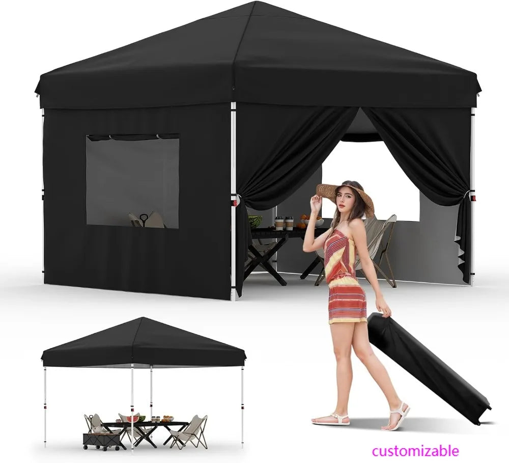 10x10FT Instant Pop Up Canopy Tent with 4 Side Walls, Waterproof UV Protected for Outdoor Events