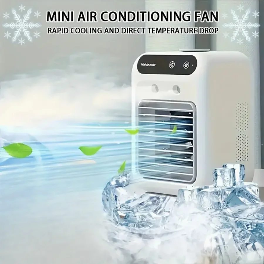 Mini Desktop Air Cooler Fan – USB Rechargeable Humidifier Fan with Transparent Design
