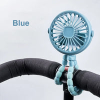 Mini Rechargeable Clip Fan – 360° Rotating Stroller, Bike & Car Tripod Fan
