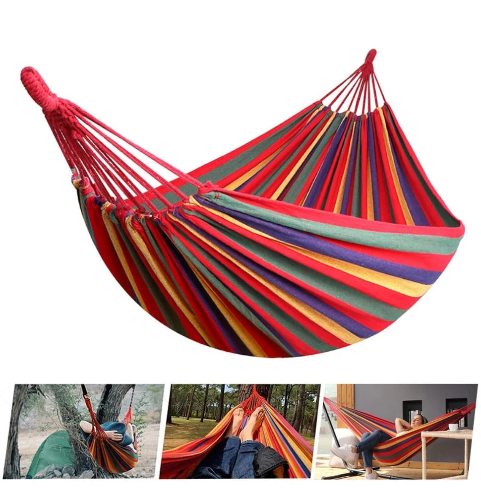 Heavy Duty Canvas Camping Hammock with Tree Straps (High Load Capacity) – Durable Outdoor Hammock for Garden & Backyard