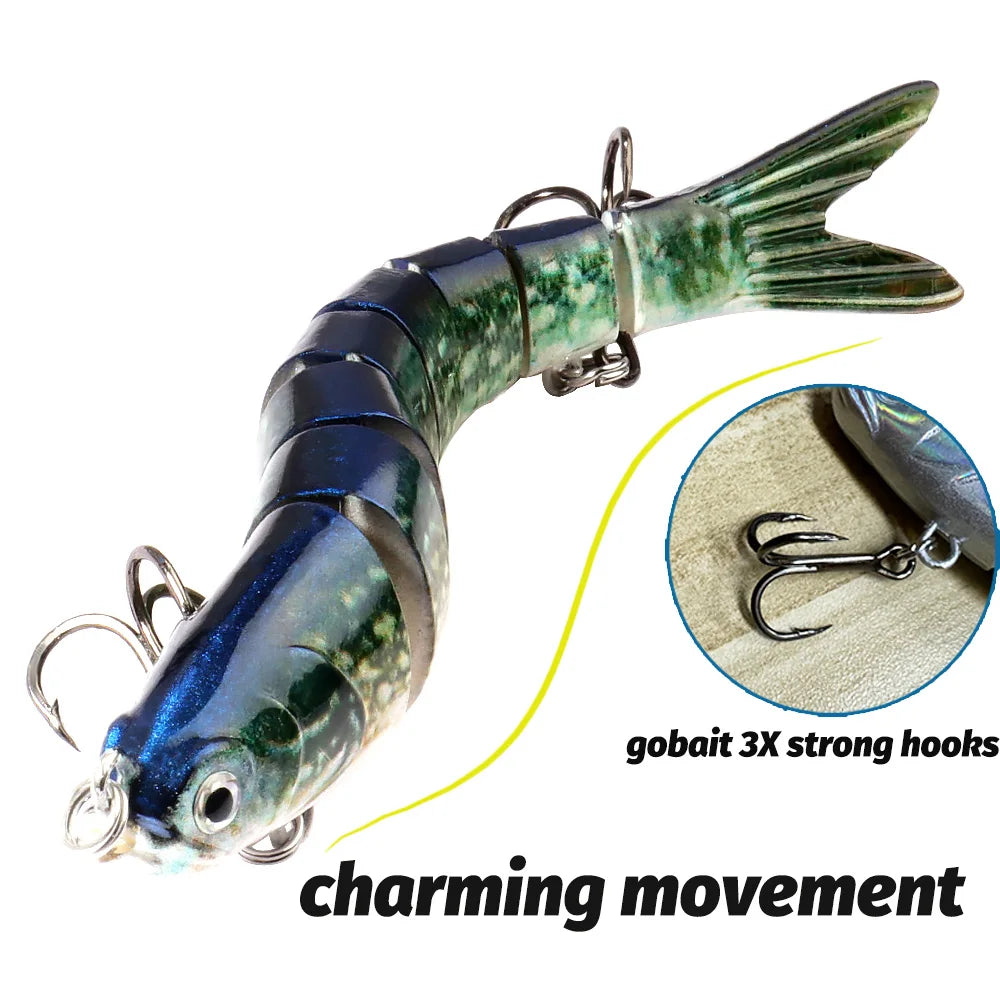 8-Segment Swimbait Fishing Lure – Slow Sinking Jointed Bass & Carp Hard Bait with Treble Hooks