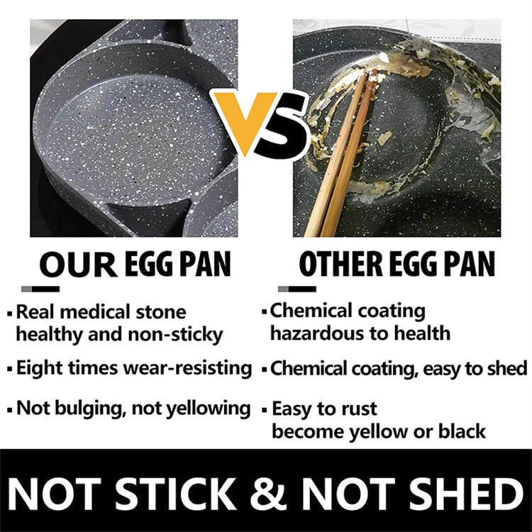 Pancake Egg Frying Pan 4 Cups Omelet Poached Egg Pan for Breakfast Divided Coating with Non Sticking Handle JT888