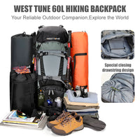 WESTTUNE 60L Explorer Internal Frame Backpack with Rain Cover