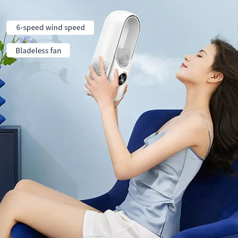 Portable Mini Air Cooler Fan – USB Bladeless Cooling Fan with 6 Speeds & Timer