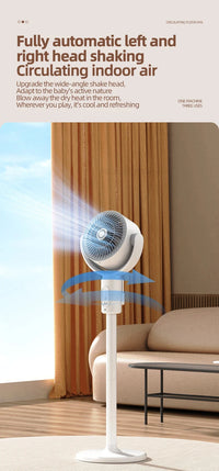 360° Quiet Floor Fan – Powerful Adjustable Height Standing Fan with Remote Control