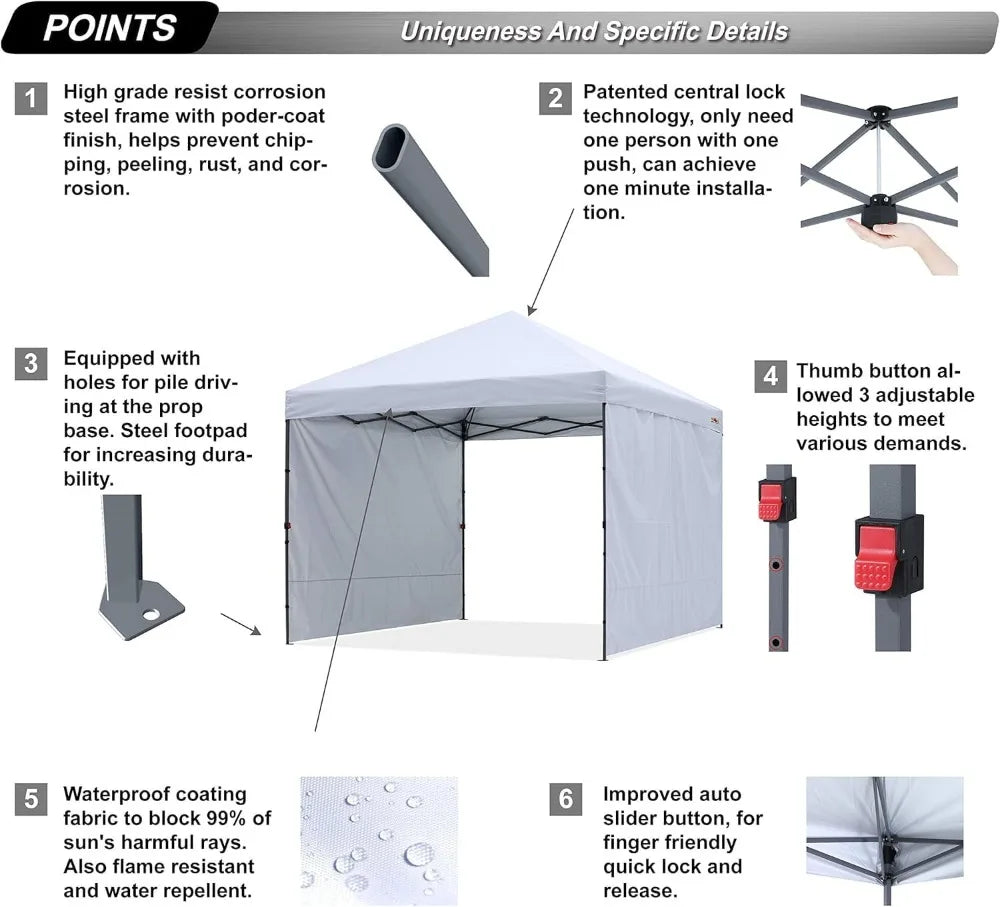 10x10 Pop Up Canopy Tent with Sidewalls
