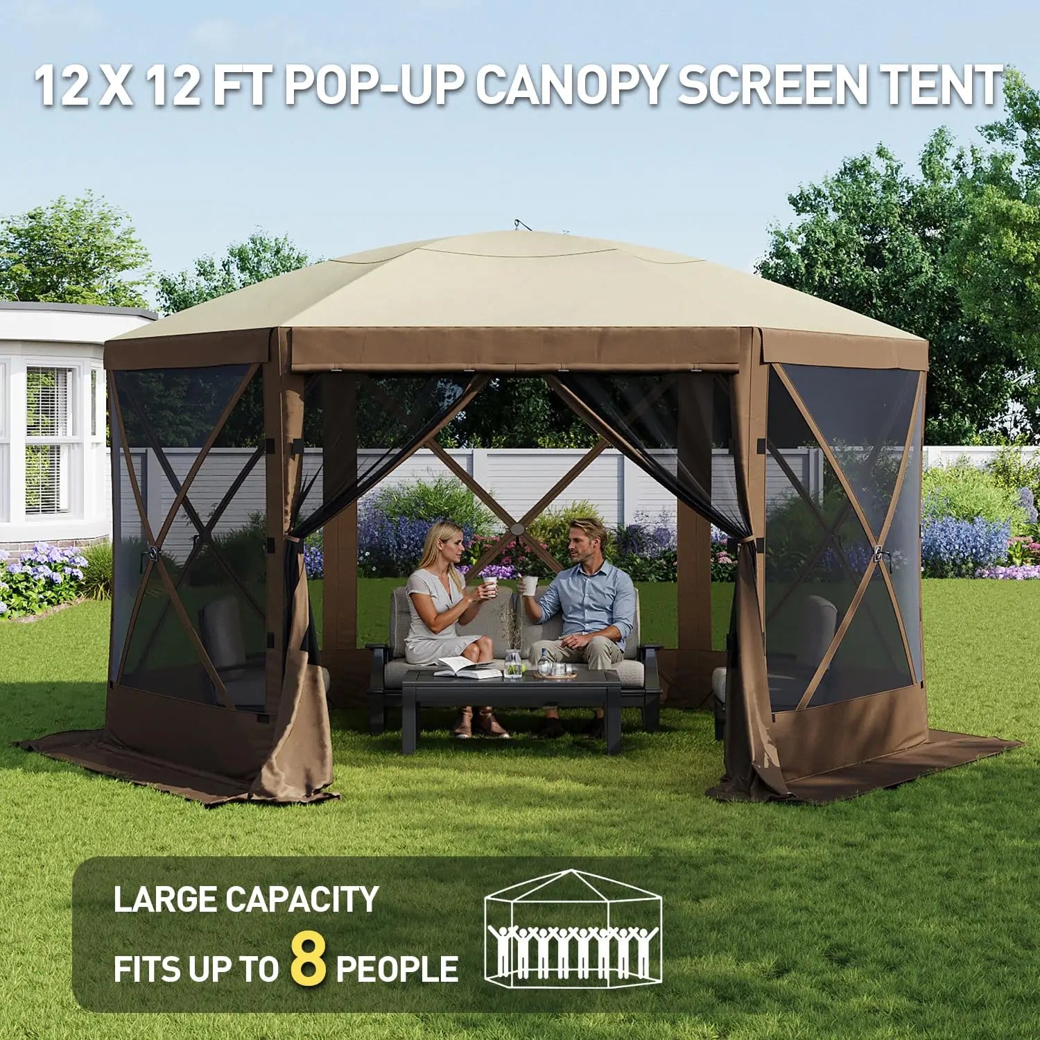 12x12 Pop Up Gazebo Screen Tent Outdoor Shelter