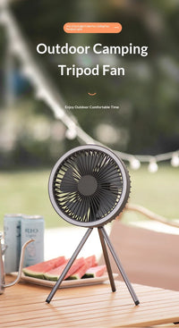 HOMEFISH Rechargeable Camping Fan – Wireless Ceiling & Desktop Fan with LED Light and Power Bank