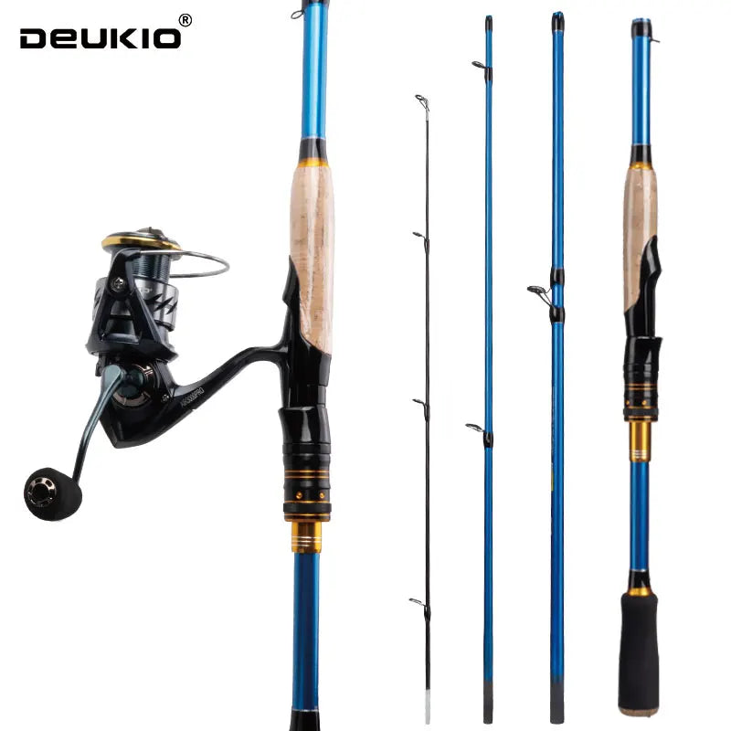 Heavy Duty Carbon Fiber Fishing Rod & Reel Combo – Portable 4/5 Section Spinning Fishing Set with 3000 Reel