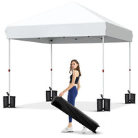10x10 FT Pop Up Canopy Tent, Black Heavy Duty Waterproof Gazebo Shelter with Wheeled Carry Bag Portable Instant Sun Shade for Outdoor Parties, Events & Camping, Patio, Garden, Beach
