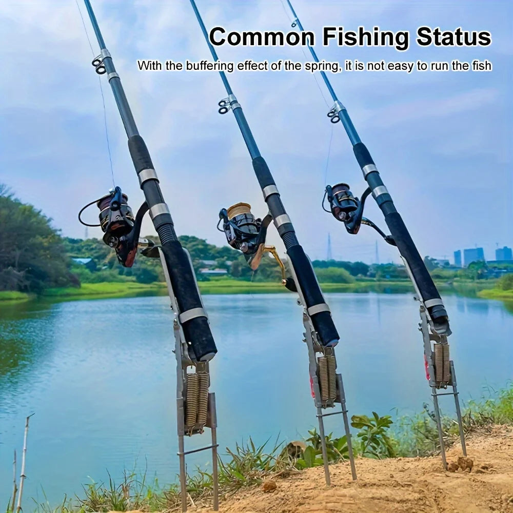 Automatic Spring Fishing Rod Holder – Adjustable Folding Stainless Steel | Field to Peak.