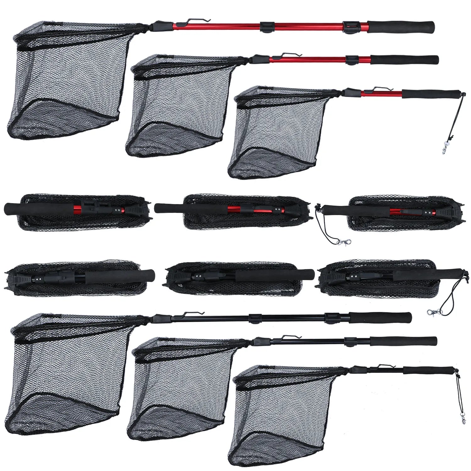 Sougayilang Fishing Tool Net Fishing tackle 70cm 95cm 115cm Portable Retractable Folding Fishing Net for Bass Carp Trout Fishing