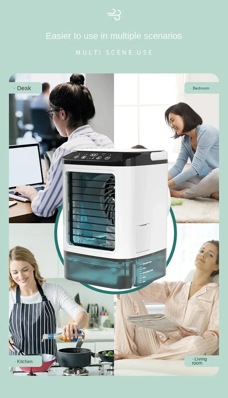 HOMEFISH Portable Air Cooler Fan – Dual Spray Ultrasonic Desktop Fan with Night Light