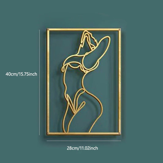 Modern Line Art - Metal Woman Silhouette