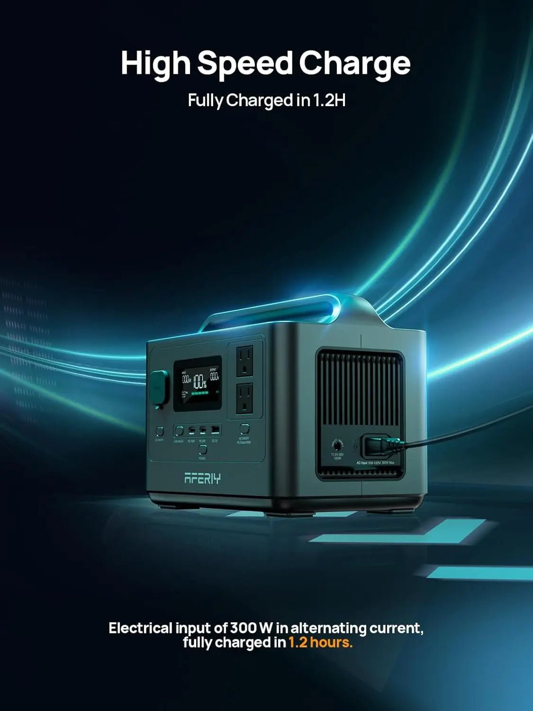 Portable Power Station 800W Peak/400W Rated,45min Fast Charging, 80000mAh/256Wh LiFePO4 Battery, 10ms UPS, Solar