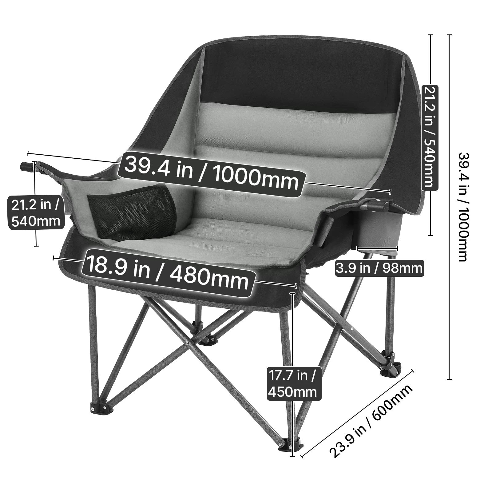 SucceBuy Oversized Camping Chair 450lbs Heavy Duty, Portable