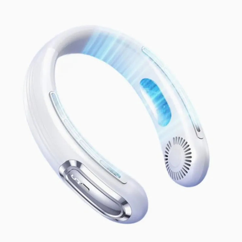 Mini Bladeless Neck Fan – USB Rechargeable Portable Hanging Fan with LED Digital Display