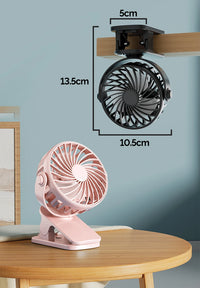 Portable Rechargeable Clip Fan – 720° Rotating Hanging Fan with Night Light for Camping & Outdoor Use