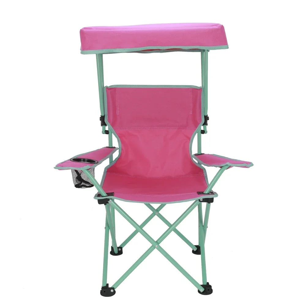 Kids Canopy Camp Chair with Safety Lock - 125lb Capacity (Pink/Green)