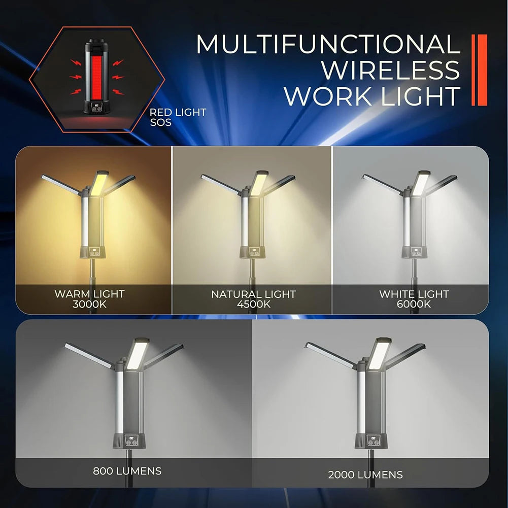 6000mAh Rechargeable LED Work Light for Camping