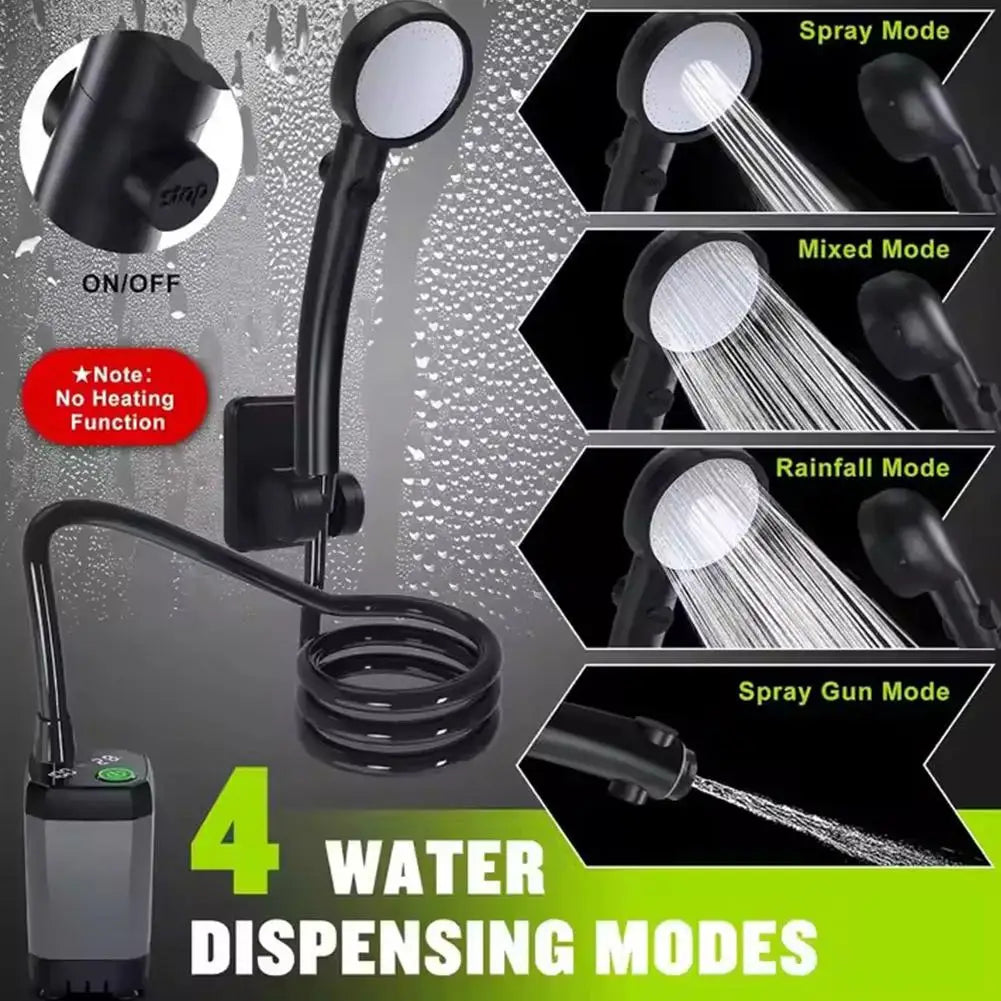 Outdoor Portable Camping Shower – 6000mAh Rechargeable LED Display
