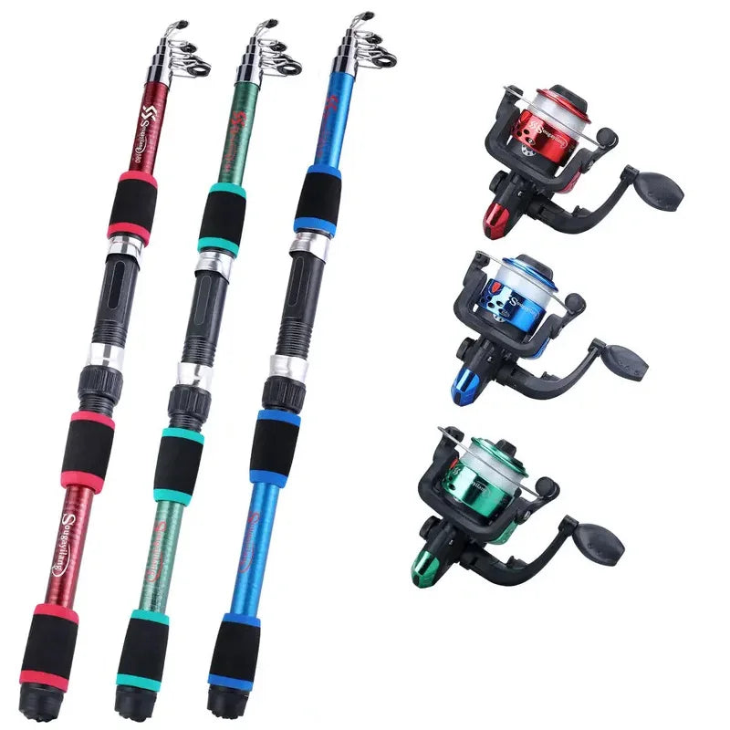 Fishing Pole Set with Telescopic Rod & Spinning Reel – Full Kit