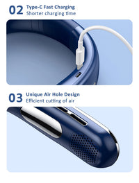 Wearable Neck Fan with LED Display – 360° Portable Cooling Fan, 5 Speeds & Low Noise Design
