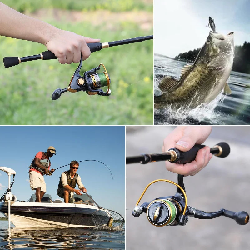 Sougayilang Telescopic Fishing Combo 1.8m 2.1m 2.4m Carbon Fiber Rod and 5.5:1 13+1BB Spinning Fishing Reel Fishing Kit Pesca