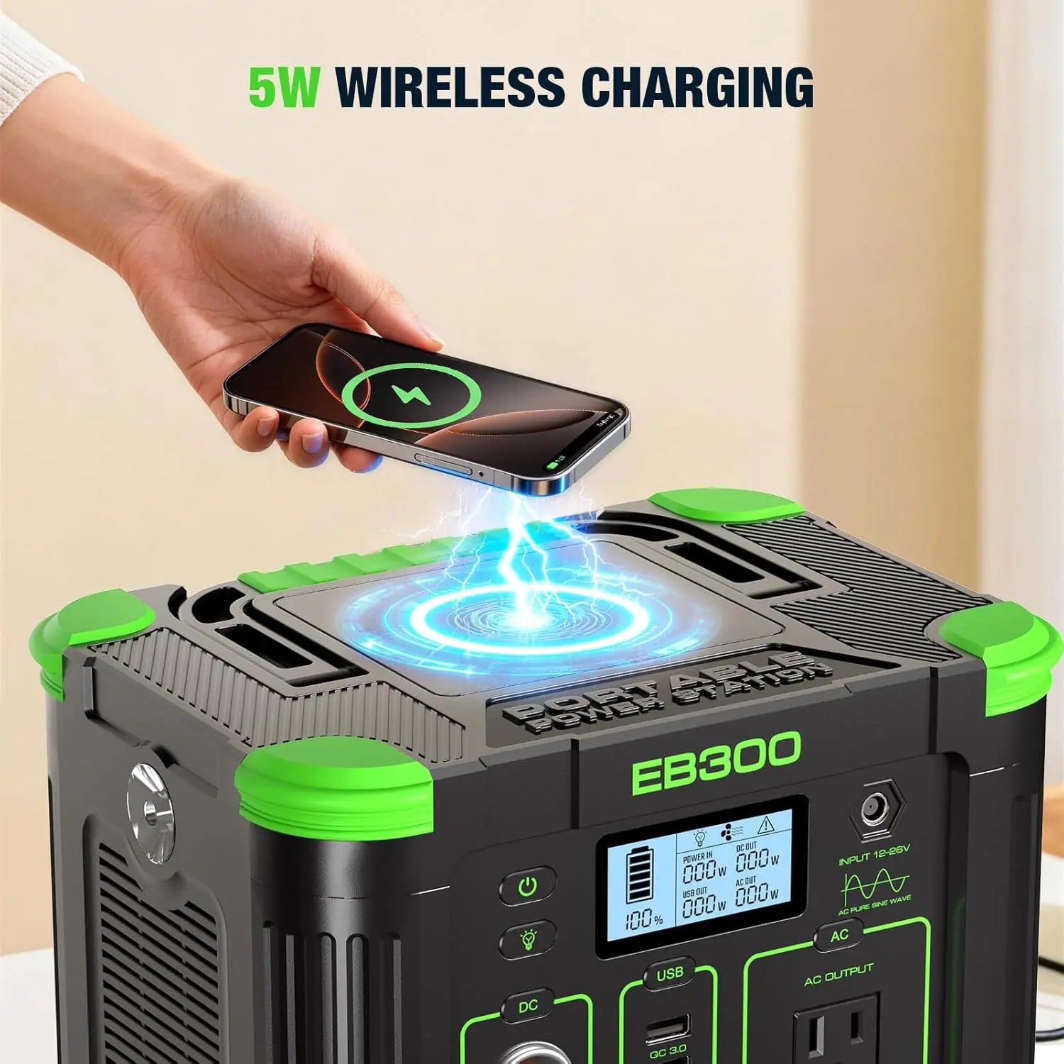 EB300 Portable Power Station Solar Backup Generator