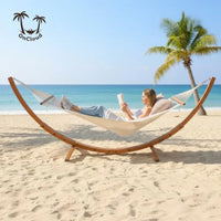 Double Hammock with Curved Hardwood Stand