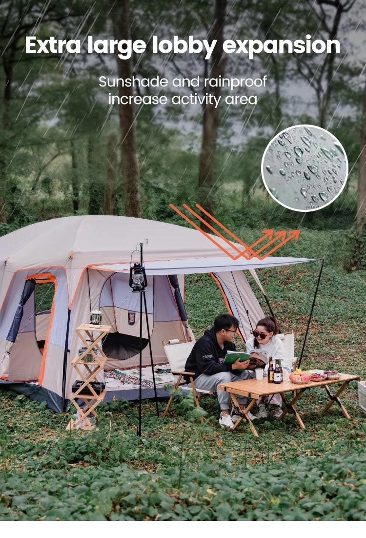 Upgraded 4 Season Camping Tent 3-12 Person Waterproof Windproof Double Layer 2 Room Family Outdoor Backpacking Equipment