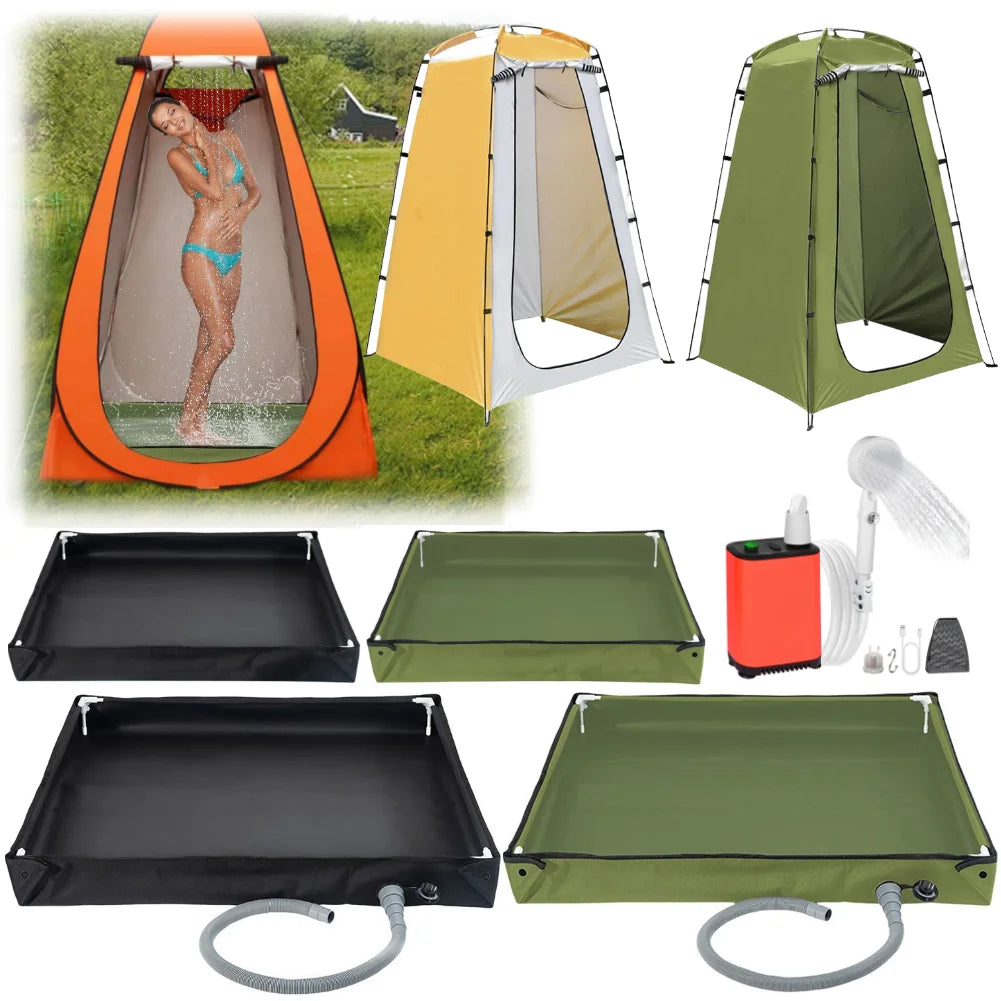 Foldable Shower Base with Drain Hose for Camping & Outdoor Use | Field to Peak.