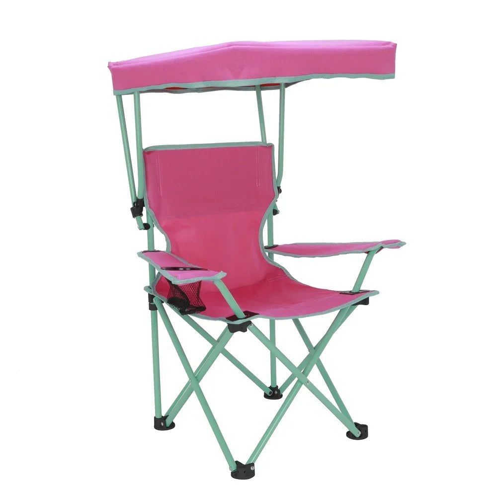 Kids Canopy Camp Chair with Safety Lock - 125lb Capacity (Pink/Green)