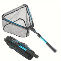 Heavy Duty Retractable Fishing Net – Aluminum Alloy Folding Landing Net with Extendable Pole